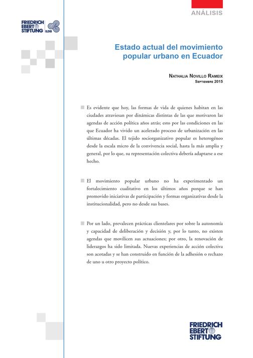 Estado actual del movimiento popular urbano en Ecuador