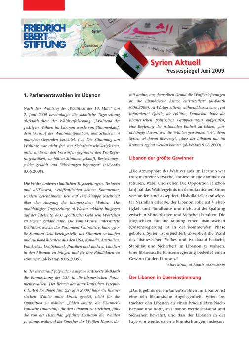 Syrien aktuell (2009) Juni