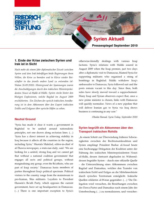 Syrien aktuell (2010) September