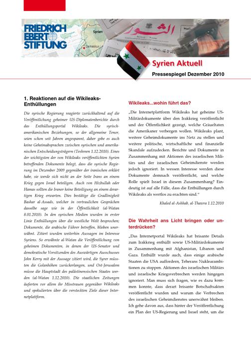 Syrien aktuell (2010) Dezember