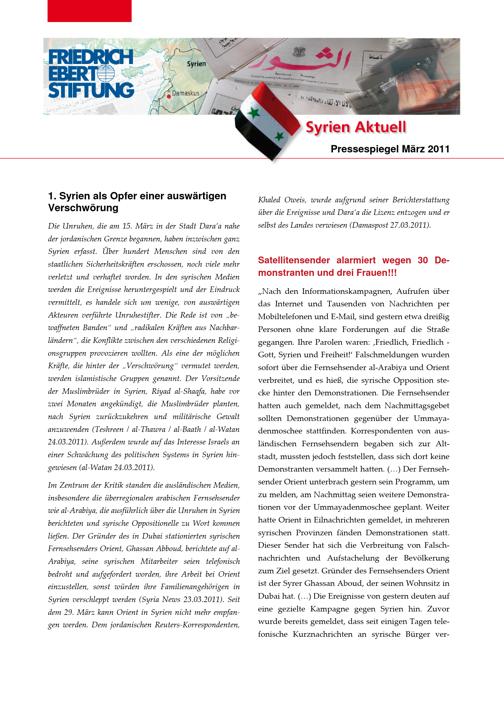 Syrien aktuell (2011) März