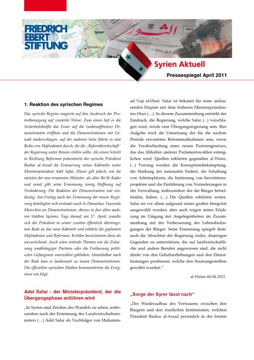 Syrien aktuell (2011) April