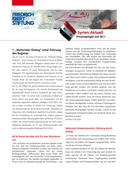 Syrien aktuell (2011) Juli