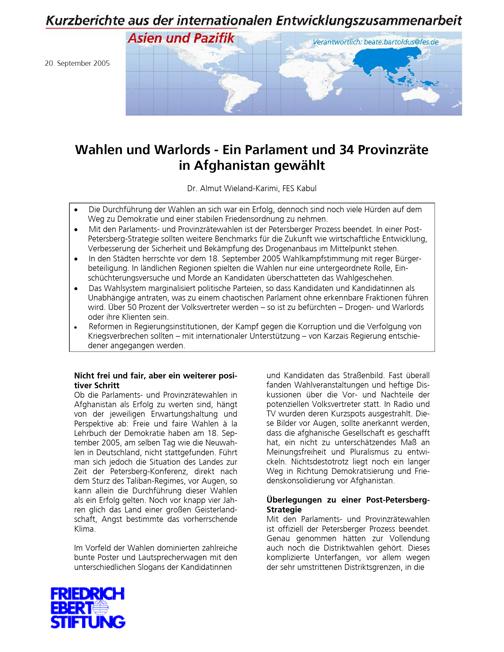 Wahlen und Warlords - ein Parlament und 34 Provinzräte in Afghanistan werden gewählt