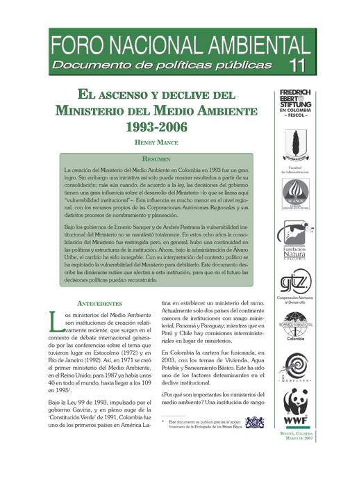 El ascenso y declive del Ministerio del Ambiente 1993 - 2006