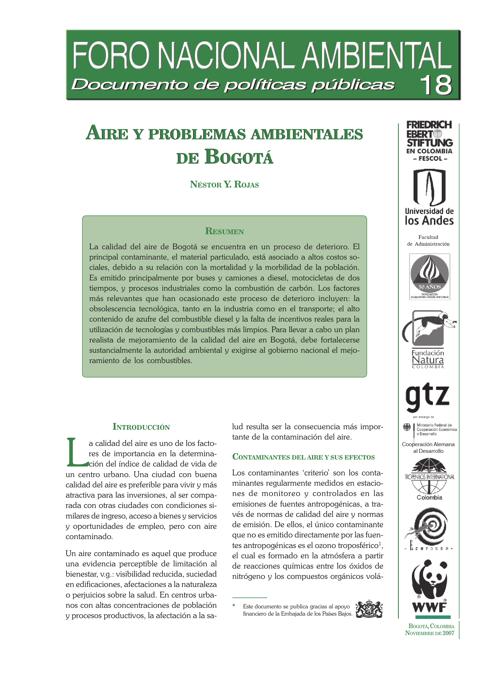 Aire y problemas ambientales de Bogotá